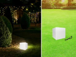 Perel Gartenleuchte Würfel Mit Erdspieß & 3m Kabel, IP65 - 30x30cm