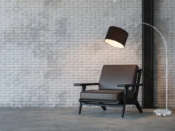 Trio Leuchten Große Bogenleuchte HOTEL Stoff Lampenschirm Schwarz, Höhe 150-215cm