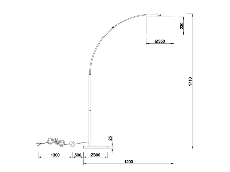 MeineWunschleuchte Große LED Bogenleuchte Mit Stoffschirm Schwarz Innen Gold - Höhe 171cm 9 MeineWunschleuchte Große LED Bogenleuchte Mit Stoffschirm Schwarz Innen Gold - Höhe 171cm – Bild 9