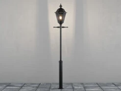 MeineWunschleuchte Große LED Mastleuchte Aus Aluminium Schwarz, Höhe 260cm