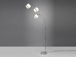 MeineWunschleuchte Große LED Stehleuchte 3-flammig Mit Stoffschirmen In Weiß/Grau, Höhe 185cm -Licht Welt Geschaft grosse led stehleuchte 3 flammig mit stoffschirmen 2
