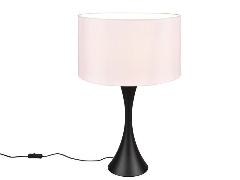 MeineWunschleuchte Große LED Tischlampe Schwarz Matt Mit Stoffschirm Weiß - Höhe 62cm 2 MeineWunschleuchte Große LED Tischlampe Schwarz Matt Mit Stoffschirm Weiß - Höhe 62cm – Bild 2