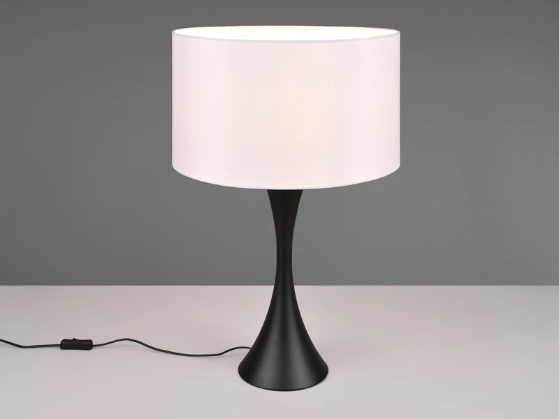 MeineWunschleuchte Große LED Tischlampe Schwarz Matt Mit Stoffschirm Weiß - Höhe 62cm 3 MeineWunschleuchte Große LED Tischlampe Schwarz Matt Mit Stoffschirm Weiß - Höhe 62cm – Bild 3