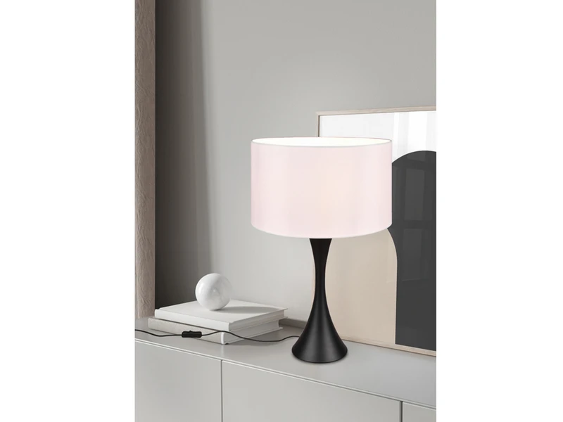 MeineWunschleuchte Große LED Tischlampe Schwarz Matt Mit Stoffschirm Weiß - Höhe 62cm 6 MeineWunschleuchte Große LED Tischlampe Schwarz Matt Mit Stoffschirm Weiß - Höhe 62cm – Bild 6