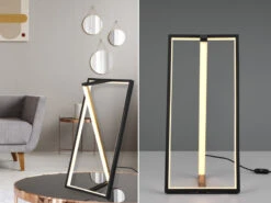 Trio Leuchten Große LED Tischleuchte EDGE, Dimmbar, Höhe 44cm, Schwarz-Gold