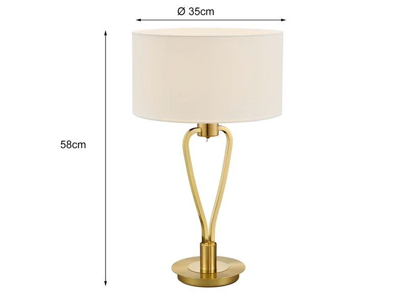 MeineWunschleuchte Große LED Tischleuchte Messing Mit Stoff Lampenschirm Weiß, Höhe 58cm 4 MeineWunschleuchte Große LED Tischleuchte Messing Mit Stoff Lampenschirm Weiß, Höhe 58cm – Bild 4