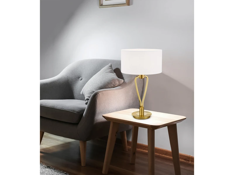 MeineWunschleuchte Große LED Tischleuchte Messing Mit Stoff Lampenschirm Weiß, Höhe 58cm 5 MeineWunschleuchte Große LED Tischleuchte Messing Mit Stoff Lampenschirm Weiß, Höhe 58cm – Bild 5