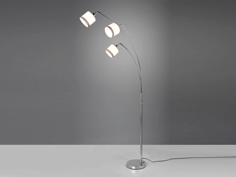 Reality Leuchten Große Stehleuchte DAVOS 3-flammig Mit Stoffschirmen In Weiß/Grau, Höhe 185cm 3 Reality Leuchten Große Stehleuchte DAVOS 3-flammig Mit Stoffschirmen In Weiß/Grau, Höhe 185cm – Bild 3