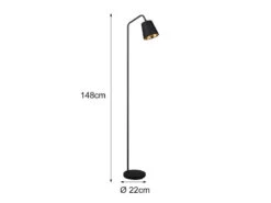 MeineWunschleuchte Große Stehleuchte Spot Schwenkbar, Metall & Stoffschirm Schwarz/Gold, Höhe 148cm -Licht Welt Geschaft grosse stehleuchte spot schwenkbar metall stoffsch 3