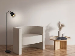 MeineWunschleuchte Große Stehleuchte Spot Schwenkbar, Metall & Stoffschirm Schwarz/Gold, Höhe 148cm -Licht Welt Geschaft grosse stehleuchte spot schwenkbar metall stoffsch 5