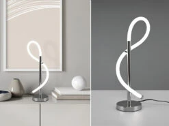 Reality Leuchten Große Tischleuchte ARGOS In Chrom LED Schlauch Weiß, Höhe 54cm