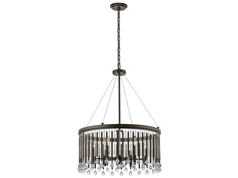 KICHLER Großer Kronleuchter PIPER 6-flammig Mit Filigranem Kristall Glas Braun, Ø 61,6cm 2 KICHLER Großer Kronleuchter PIPER 6-flammig Mit Filigranem Kristall Glas Braun, Ø 61,6cm – Bild 2