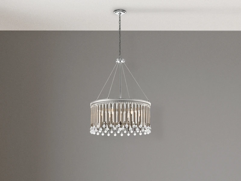 KICHLER Großer Kronleuchter PIPER 6-flammig Mit Filigranem Kristall Glas Chrom, Ø 61,6cm 3 KICHLER Großer Kronleuchter PIPER 6-flammig Mit Filigranem Kristall Glas Chrom, Ø 61,6cm – Bild 3