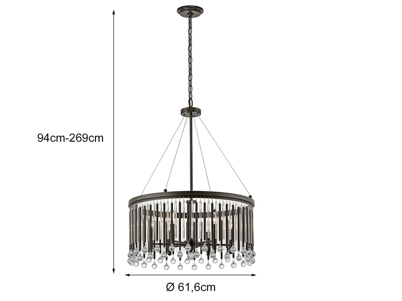KICHLER Großer Kronleuchter PIPER 6-flammig Mit Filigranem Kristall Glas Braun, Ø 61,6cm 4 KICHLER Großer Kronleuchter PIPER 6-flammig Mit Filigranem Kristall Glas Braun, Ø 61,6cm – Bild 4