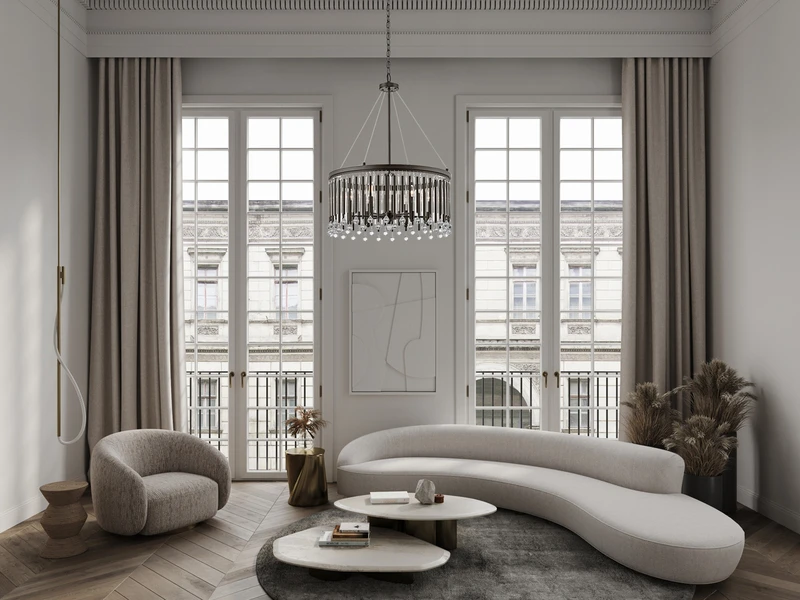 KICHLER Großer Kronleuchter PIPER 6-flammig Mit Filigranem Kristall Glas Braun, Ø 61,6cm 1 KICHLER Großer Kronleuchter PIPER 6-flammig Mit Filigranem Kristall Glas Braun, Ø 61,6cm