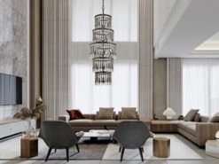 KICHLER Großer Kronleuchter PIPER Mit Filigranem Kristall Glas, Braun, Bis 3,75cm Lang