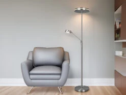 Trio Leuchten Großer LED Deckenfluter FRANKLIN Mit Lesearm, Höhe 181cm, Silber