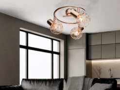 Globo Industrial Deckenstrahler XARA Gitter Kupferfarben, 3-flammig