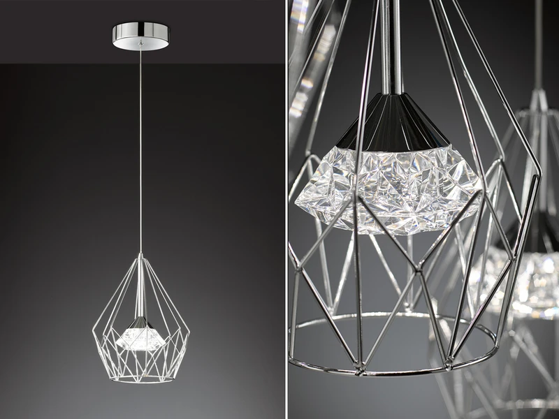 Wofi Industrial LED Pendelleuchte AMY Mit Gitter Lampenschirm, 1-flammig Silber 1 Wofi Industrial LED Pendelleuchte AMY Mit Gitter Lampenschirm, 1-flammig Silber