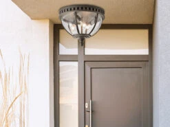 KICHLER Jugendstil Deckenleuchte HALLERON Für Innen & Außen, Anthrazit Ø30,5cm