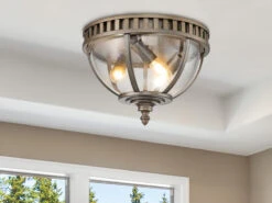 KICHLER Jugendstil Deckenleuchte HALLERON Für Innen & Außen, Bronze Ø30,5cm