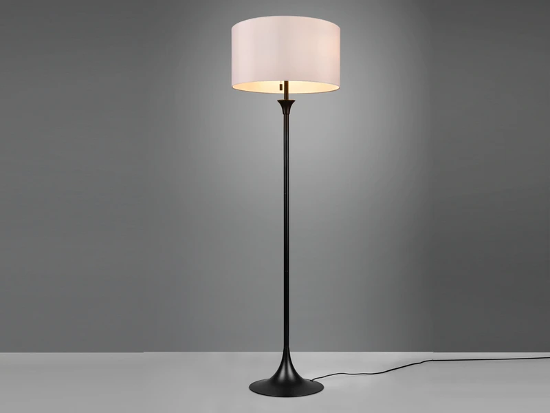 MeineWunschleuchte Klassische LED Stehleuchte Schwarz Mit Stoffschirm In Weiß - Höhe 155cm 3 MeineWunschleuchte Klassische LED Stehleuchte Schwarz Mit Stoffschirm In Weiß - Höhe 155cm – Bild 3