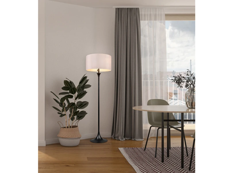 MeineWunschleuchte Klassische LED Stehleuchte Schwarz Mit Stoffschirm In Weiß - Höhe 155cm 7 MeineWunschleuchte Klassische LED Stehleuchte Schwarz Mit Stoffschirm In Weiß - Höhe 155cm – Bild 7