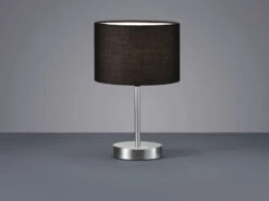 MeineWunschleuchte Klassische LED Tischleuchte Silber Mit Stoffschirm Schwarz, Höhe 32cm -Licht Welt Geschaft klassische led tischleuchte silber mit stoffschirm 2
