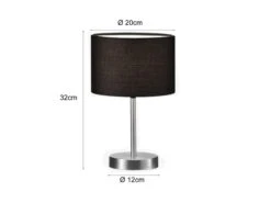 MeineWunschleuchte Klassische LED Tischleuchte Silber Mit Stoffschirm Schwarz, Höhe 32cm -Licht Welt Geschaft klassische led tischleuchte silber mit stoffschirm 3