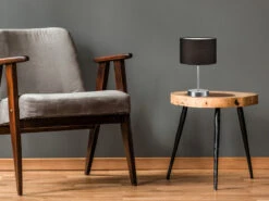 MeineWunschleuchte Klassische LED Tischleuchte Silber Mit Stoffschirm Schwarz, Höhe 32cm -Licht Welt Geschaft klassische led tischleuchte silber mit stoffschirm 5