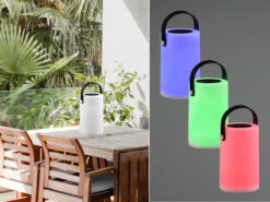 Reality Leuchten Kleine Akku Tischleuchte GARCIA RGB, Solar & USB Aufladbar,Höhe 20cm