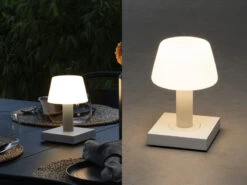 Konstsmide Kleine LED Outdoor Akku Tischleuchte MONACO Per USB Aufladbar, Weiß H: 19cm