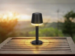 Globo Kleine LED Outdoor Solar Tischleuchte Aus Kunststoff In Schwarz, Höhe 21,5cm