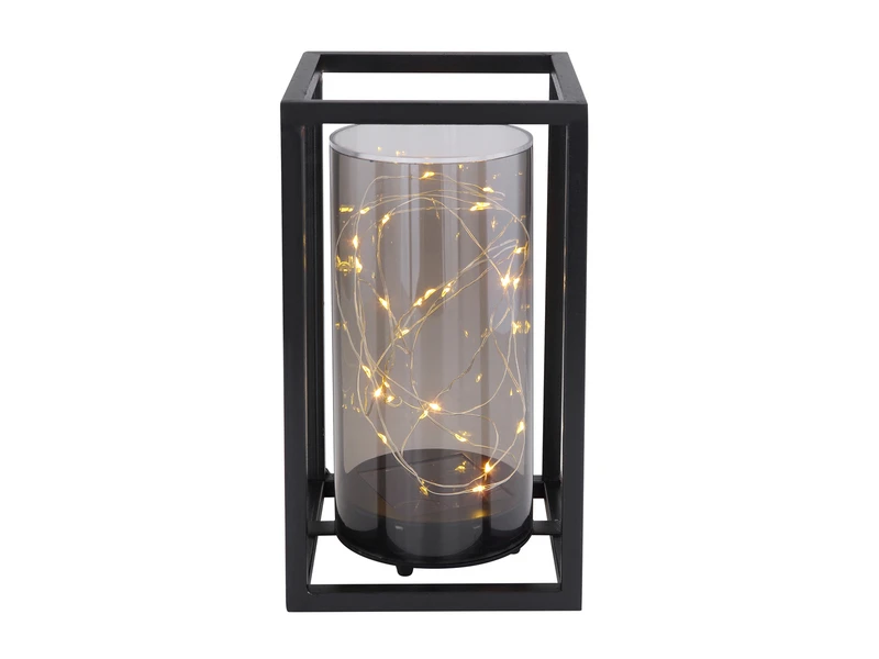 Globo Kleine LED Solarlaterne Mit Rauchfarbigem Lampenschirm & Metallkäfig, Höhe 25cm 5 Globo Kleine LED Solarlaterne Mit Rauchfarbigem Lampenschirm & Metallkäfig, Höhe 25cm – Bild 5