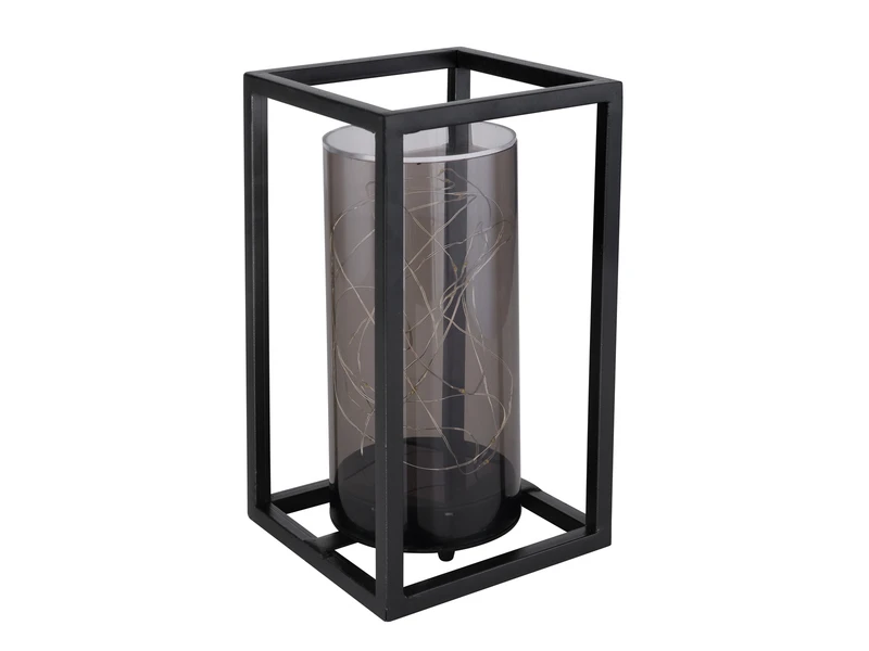 Globo Kleine LED Solarlaterne Mit Rauchfarbigem Lampenschirm & Metallkäfig, Höhe 25cm 7 Globo Kleine LED Solarlaterne Mit Rauchfarbigem Lampenschirm & Metallkäfig, Höhe 25cm – Bild 7