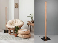 Trio Leuchten Kleine LED Stehlampe BELLARI Aus Holz Mit Touch Dimmer, Höhe 115cm
