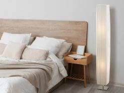 Globo Kleine Stehleuchte BAILEY Mit Plissee Stoffschirm Weiß Eckig, Höhe 119cm