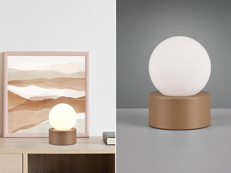 Reality Leuchten Kleine Tischleuchte COUNTESS On-off Touch Glaskugel Weiß, Coffee Ø12cm 1 Reality Leuchten Kleine Tischleuchte COUNTESS On-off Touch Glaskugel Weiß, Coffee Ø12cm