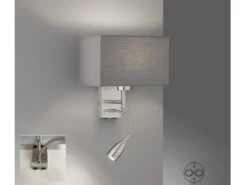 Fischer & Honsel Kleine Wandleuchte DREAM Mit Stoffschirm Grau Eckig & LED Leselampe -Licht Welt Geschaft kleine wandleuchte dream mit stoffschirm grau ecki 3