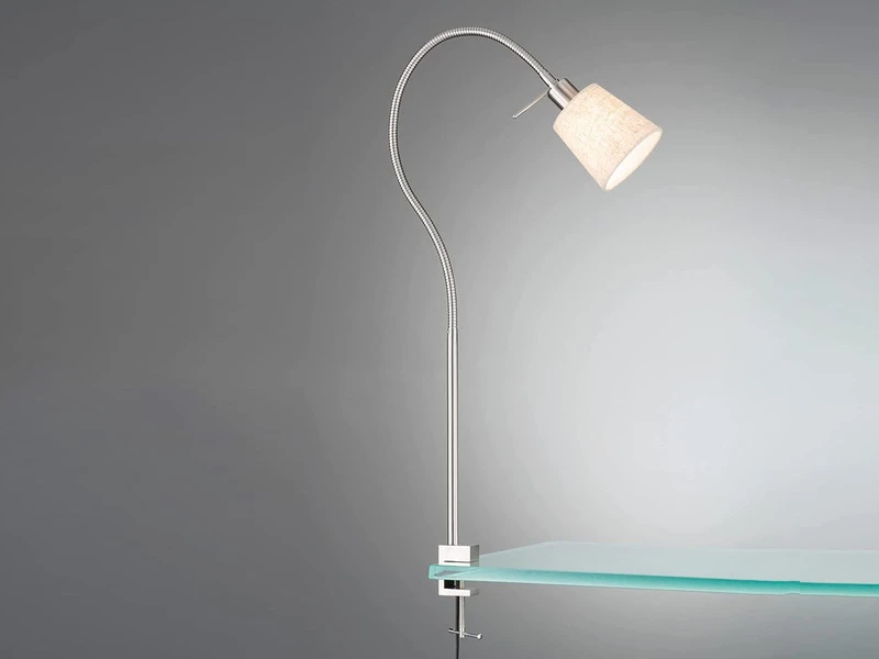 Fischer & Honsel Klemmlampe JAM Mit Leinen Lampenschirm Beige & Schwanenhals 1 Fischer & Honsel Klemmlampe JAM Mit Leinen Lampenschirm Beige & Schwanenhals