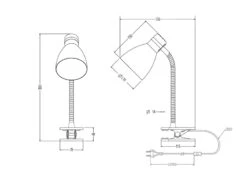 Reality Leuchten Klemmleuchte HARVEY Flexibel, Chrom & Metallschirm Schwarz, 36cm -Licht Welt Geschaft klemmleuchte harvey flexibel chrom metallschirm sc 4