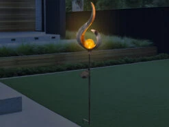 Globo Kunstvolle LED Solarleuchte Metall Bronzefarben Mit Glaskugel, Erdspießleuchte