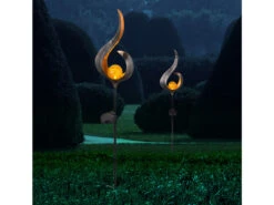 Globo Kunstvolle LED Solarleuchte Metall Bronzefarben Mit Glaskugel, Erdspießleuchte -Licht Welt Geschaft kunstvolle led solarleuchte metall bronzefarben mi 8