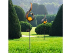 Globo Kunstvolle LED Solarleuchte Metall Bronzefarben Mit Glaskugel, Erdspießleuchte -Licht Welt Geschaft kunstvolle led solarleuchte metall bronzefarben mi 9