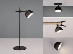 Reality Leuchten LED Akku Tischleuchte MAXIMA 3 In 1, Per USB Aufladbar, Schwarz Max. Höhe 41cm