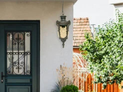 MeineWunschleuchte LED Außen Hängeleuchte Im Jugendstil Mit Amberglas, Ø19cm -Licht Welt Geschaft led aussen haengeleuchte im jugendstil mit ambergl 4