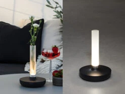 Konstsmide LED Außentischleuchte Und Blumenvase BIARRITZ Mit Akkubetrieb, Schwarz Höhe 20cm