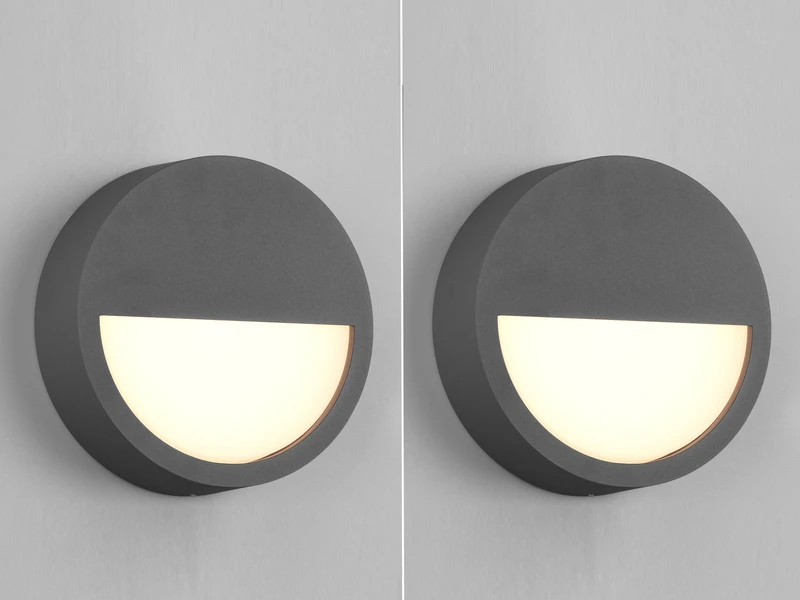 Trio Leuchten LED Außenwandleuchten Rund Flach 2er Set In Anthrazit Ø 20 Cm 3 Trio Leuchten LED Außenwandleuchten Rund Flach 2er Set In Anthrazit Ø 20 Cm – Bild 3