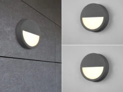 Trio Leuchten LED Außenwandleuchten Rund Flach 2er Set In Anthrazit Ø 20 Cm