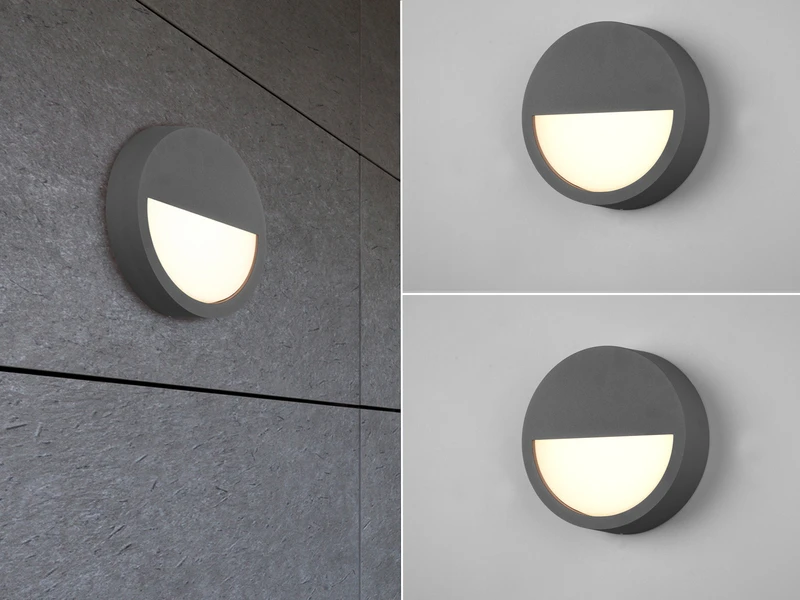Trio Leuchten LED Außenwandleuchten Rund Flach 2er Set In Anthrazit Ø 20 Cm 1 Trio Leuchten LED Außenwandleuchten Rund Flach 2er Set In Anthrazit Ø 20 Cm